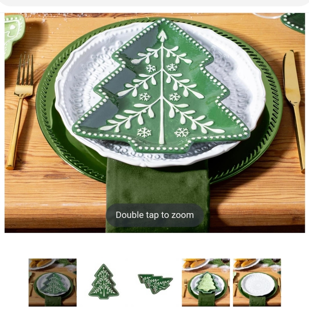 Shades of Green Tree Shaped 9.5" Embossed Ceramic Salad Plate